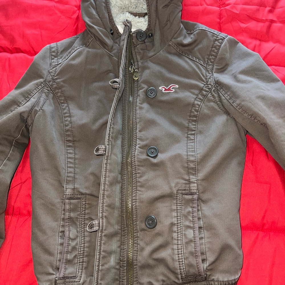 Y2K Hollister Chocolate Brown Hooded Jacket - Picture 2 of 6